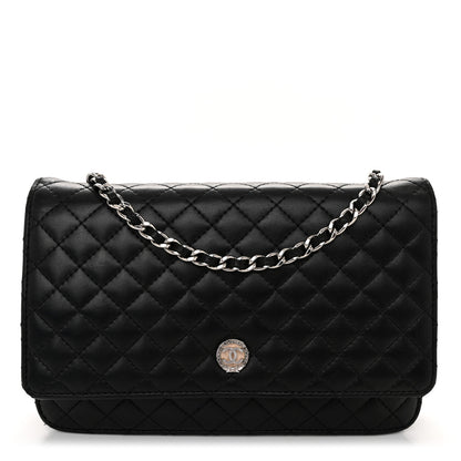 Chanel Lambskin Micro Quilted Wallet On Chain WOC Black 1 of 13