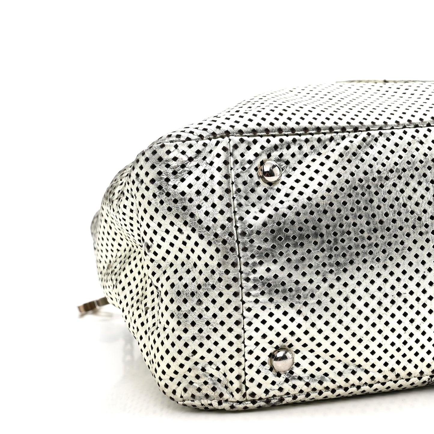 Metallic Glazed Calfskin Perforated Rodeo Drive Hobo Silver