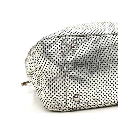 Chanel Metallic Glazed Calfskin Perforated Rodeo Drive Hobo Silver 9 of 10