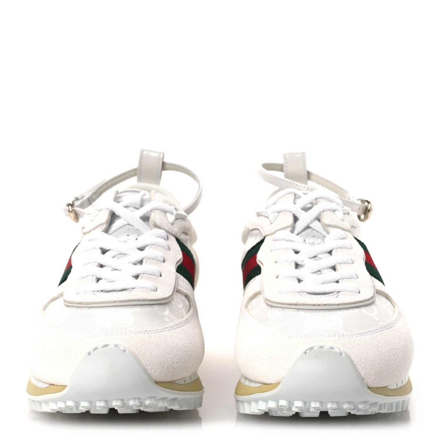 Gucci GG Suede Monogram Web Re-Motion Sneakers 37.5 White 3 of 11