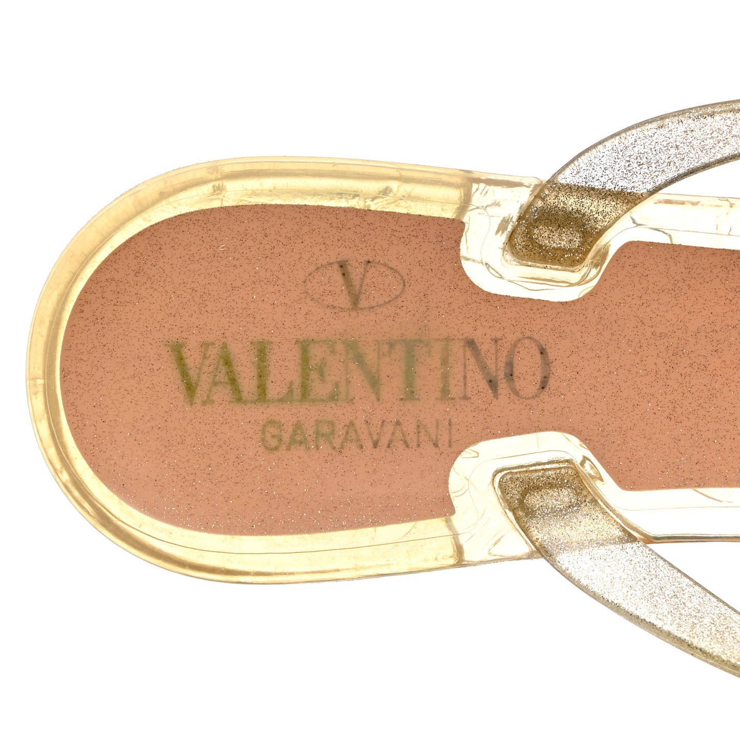 PVC Jelly Glitter Rockstud Bow Thong Sandals 37 Gold