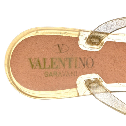 Valentino Garavani PVC Jelly Glitter Rockstud Bow Thong Sandals 37 Gold 6 of 7