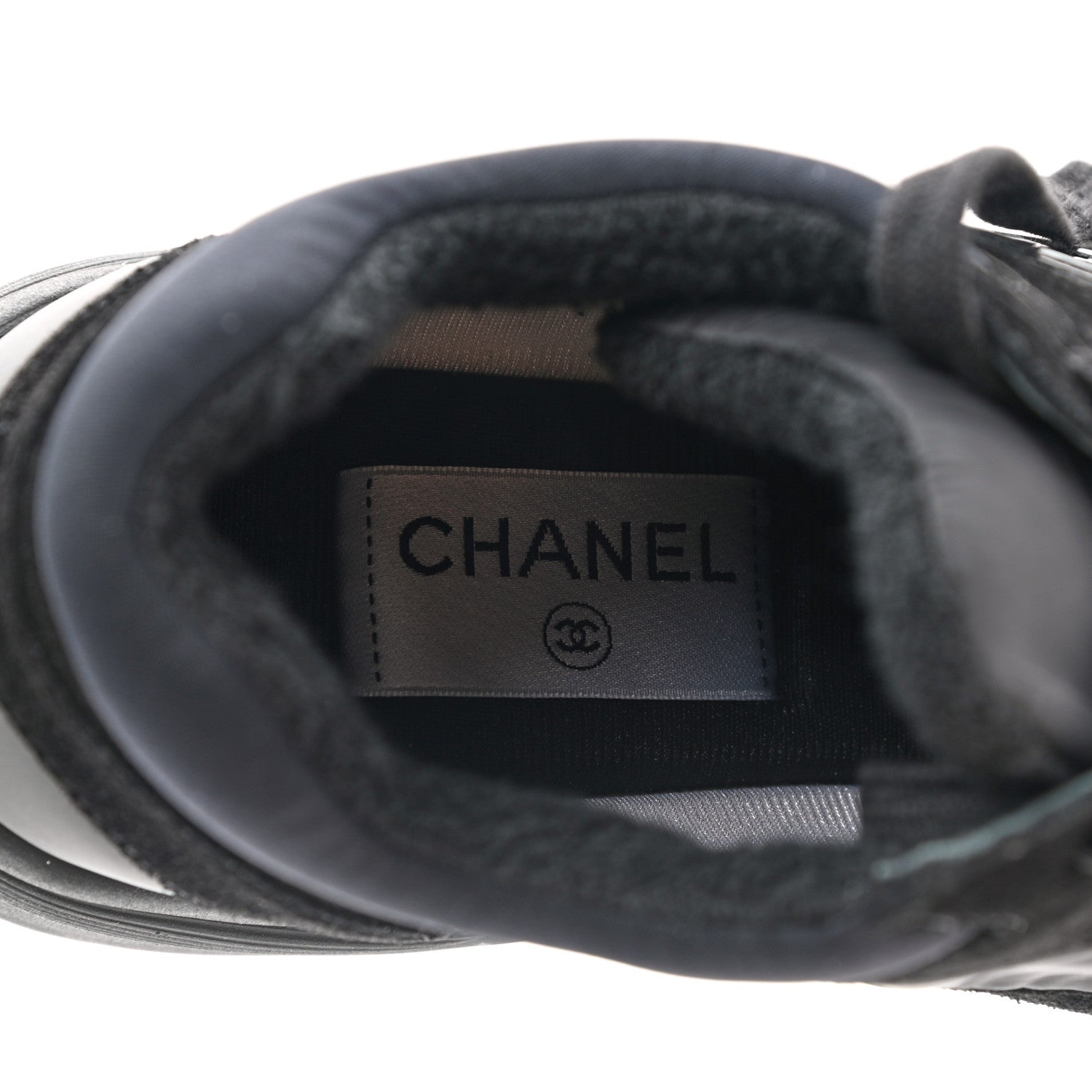 Chanel Fabric Calfskin Suede CC Sneakers 38 Black 7 of 9