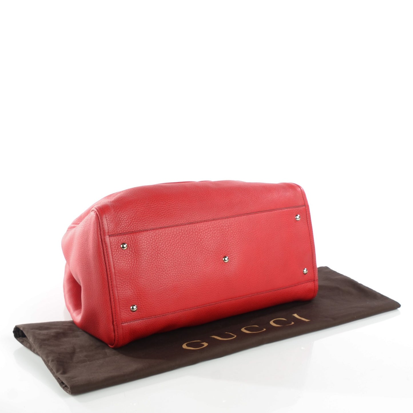 Pebbled Calfskin Large Soho Shoulder Bag Red