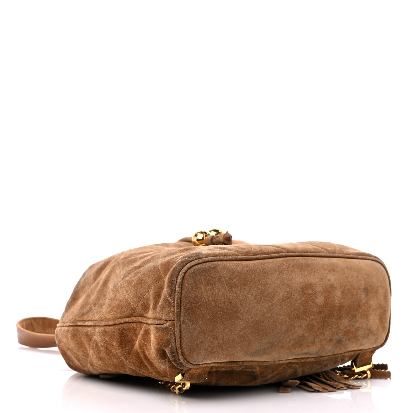 Suede CC Drawstring Backpack Brown
