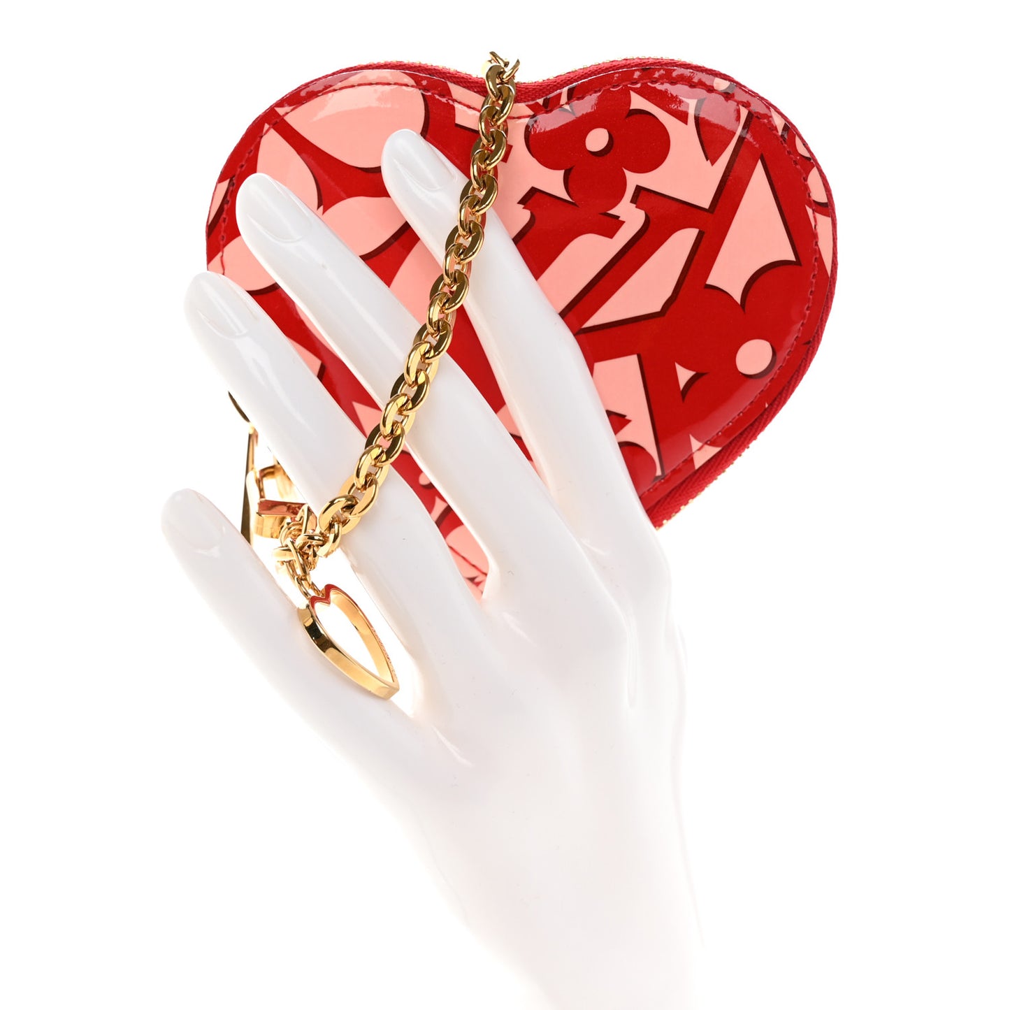 Patent Sweet Monogram Coeur Heart Coin Purse Pomme D&#039;Amour