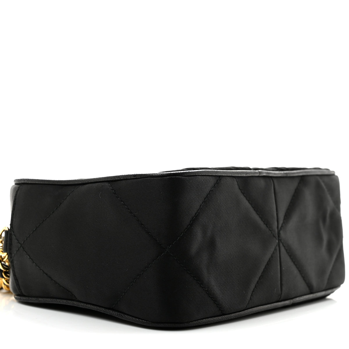 Satin Quilted Tassel Camera Case Black
