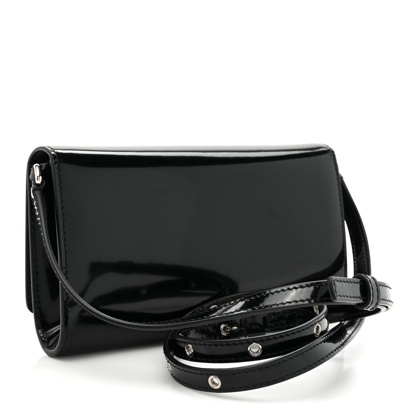 Patent Calfskin Clutch Black