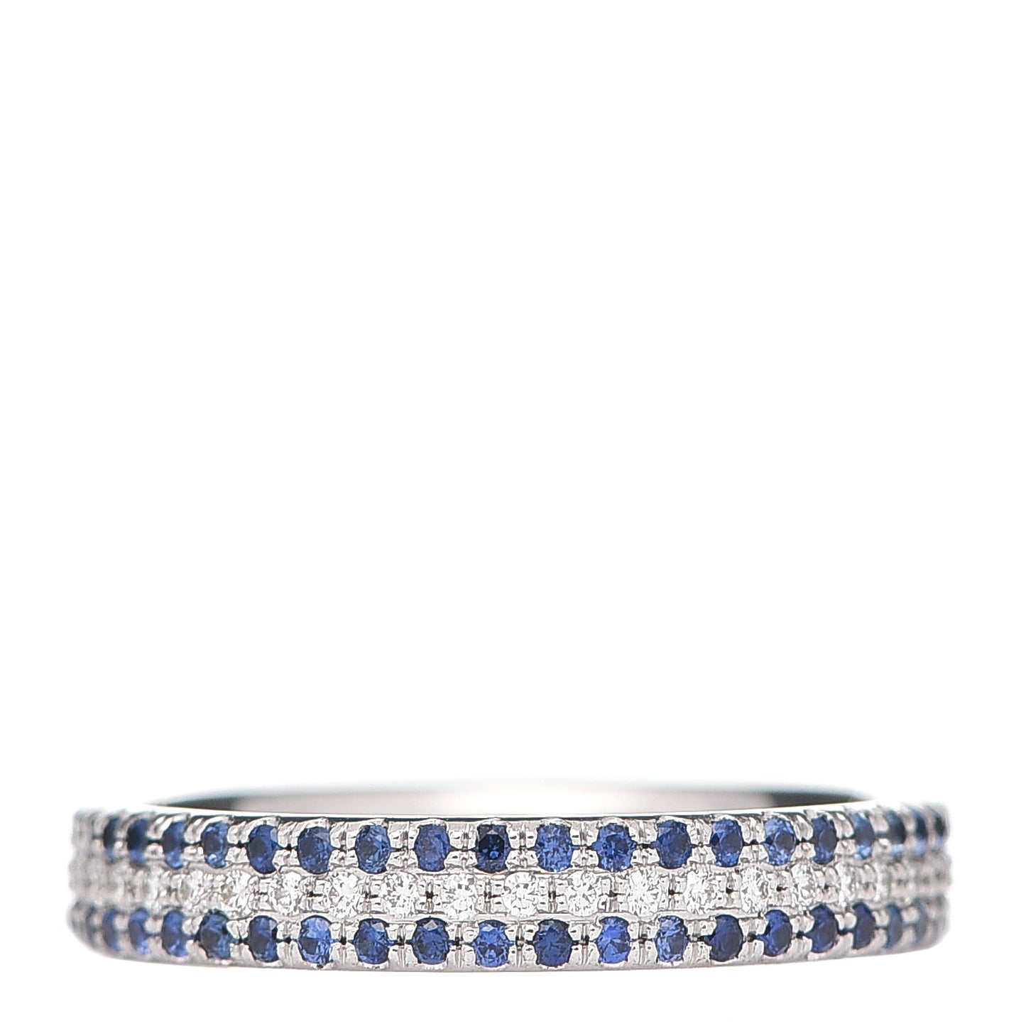 18K White Gold Diamond Blue Sapphire Embrace Ring 49 4.75