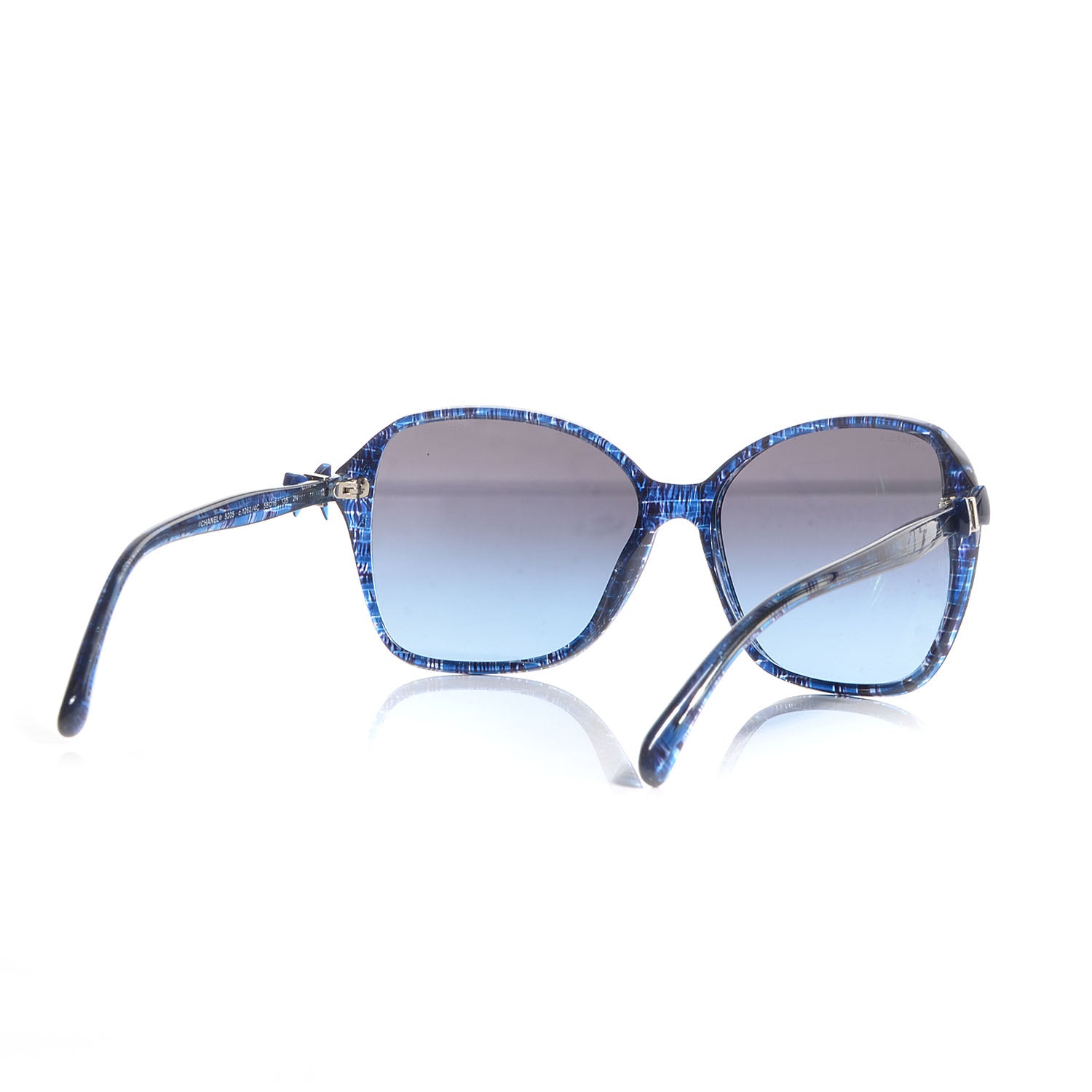 Chanel CC Tweed Effect Bow Sunglasses 5205 Blue 2 of 5