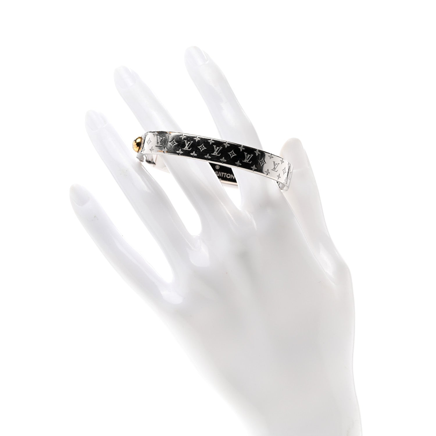 Louis Vuitton Palladium Monogram Nanogram Cuff S Silver 3 of 7