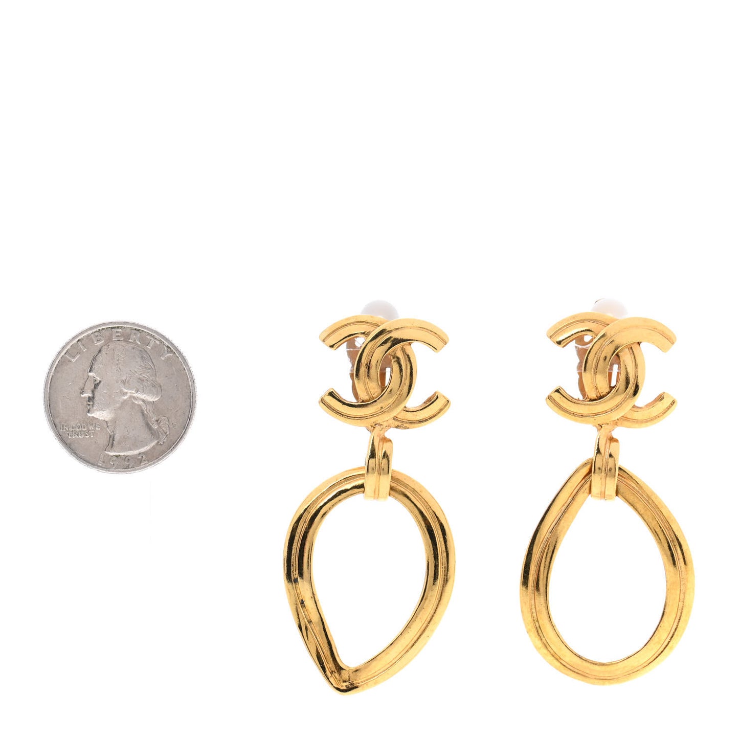 CC Drop Clip On Earrings Gold