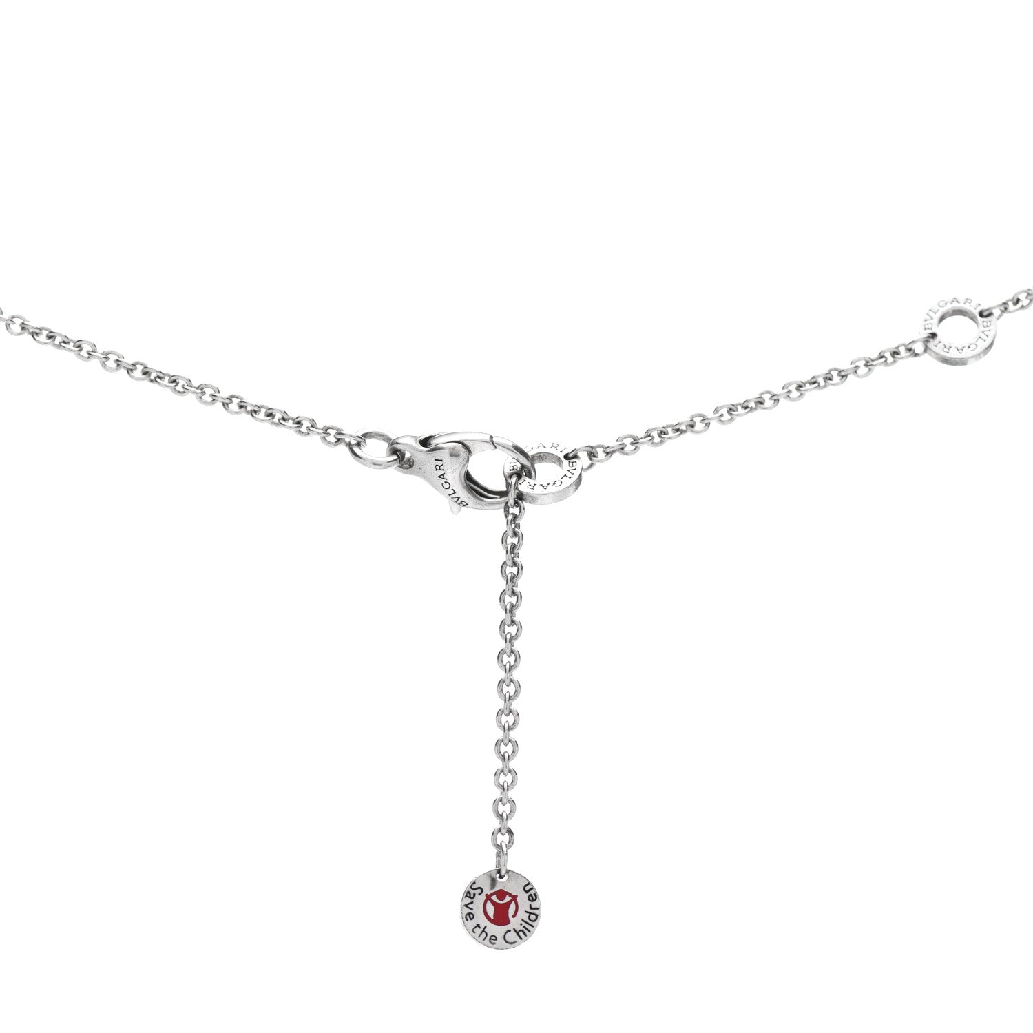 Bulgari Sterling Silver Ceramic Save The Children Pendant Necklace 4 of 5