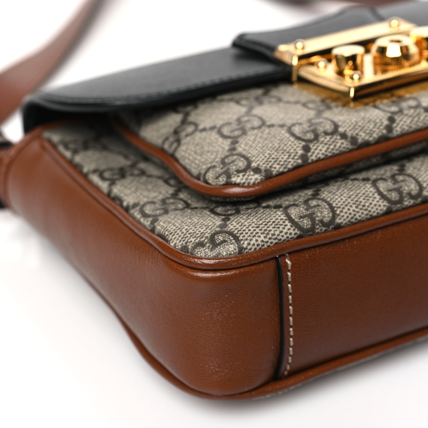 GG Supreme Monogram New Sakai Lux Calfskin Mini Padlock Flap Pocket Shoulder Bag Beige Ebony Black Cuir