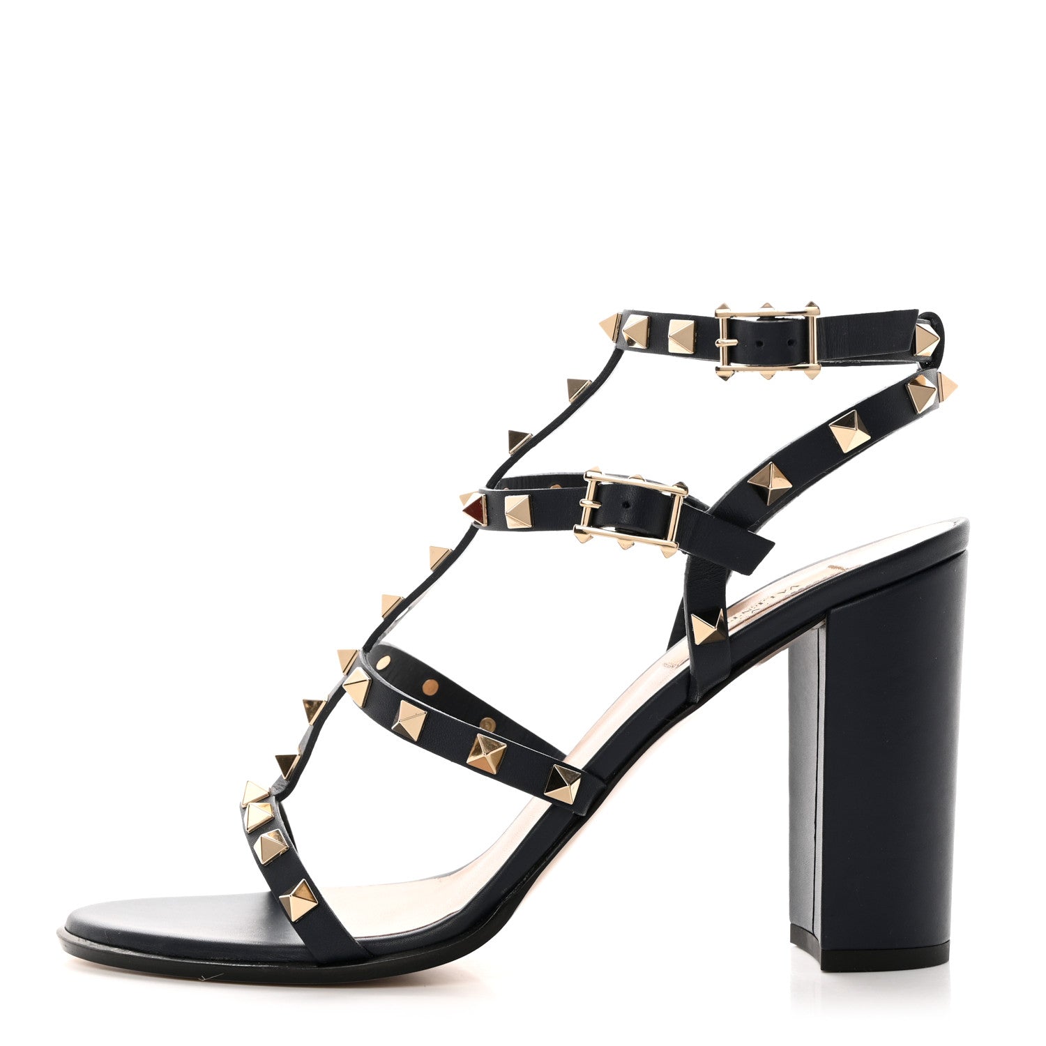 Valentino Garavani Nappa Rockstud 90mm Caged Sandals 38.5 Marine 1 of 8