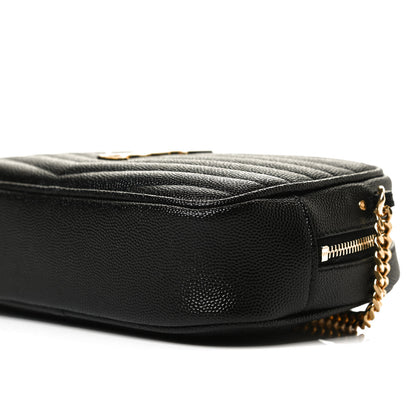 Saint Laurent Grain De Poudre Matelasse Monogram Mini Lou Camera Bag Black 9 of 10