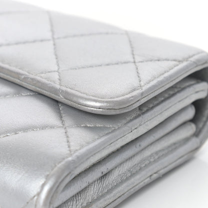 Chanel Metallic Lambskin Quilted Long Flap Wallet Silver 14 of 20