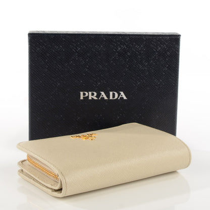 Prada Saffiano Metal Compact Wallet Cera 4 of 8