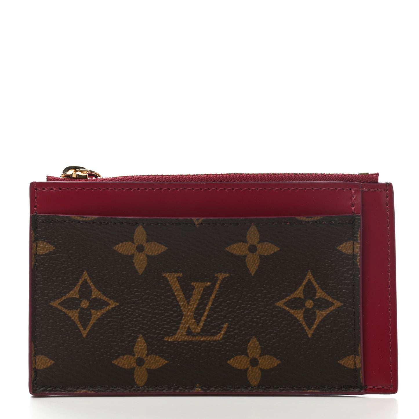 Monogram Zipped Card Holder Fuchsia