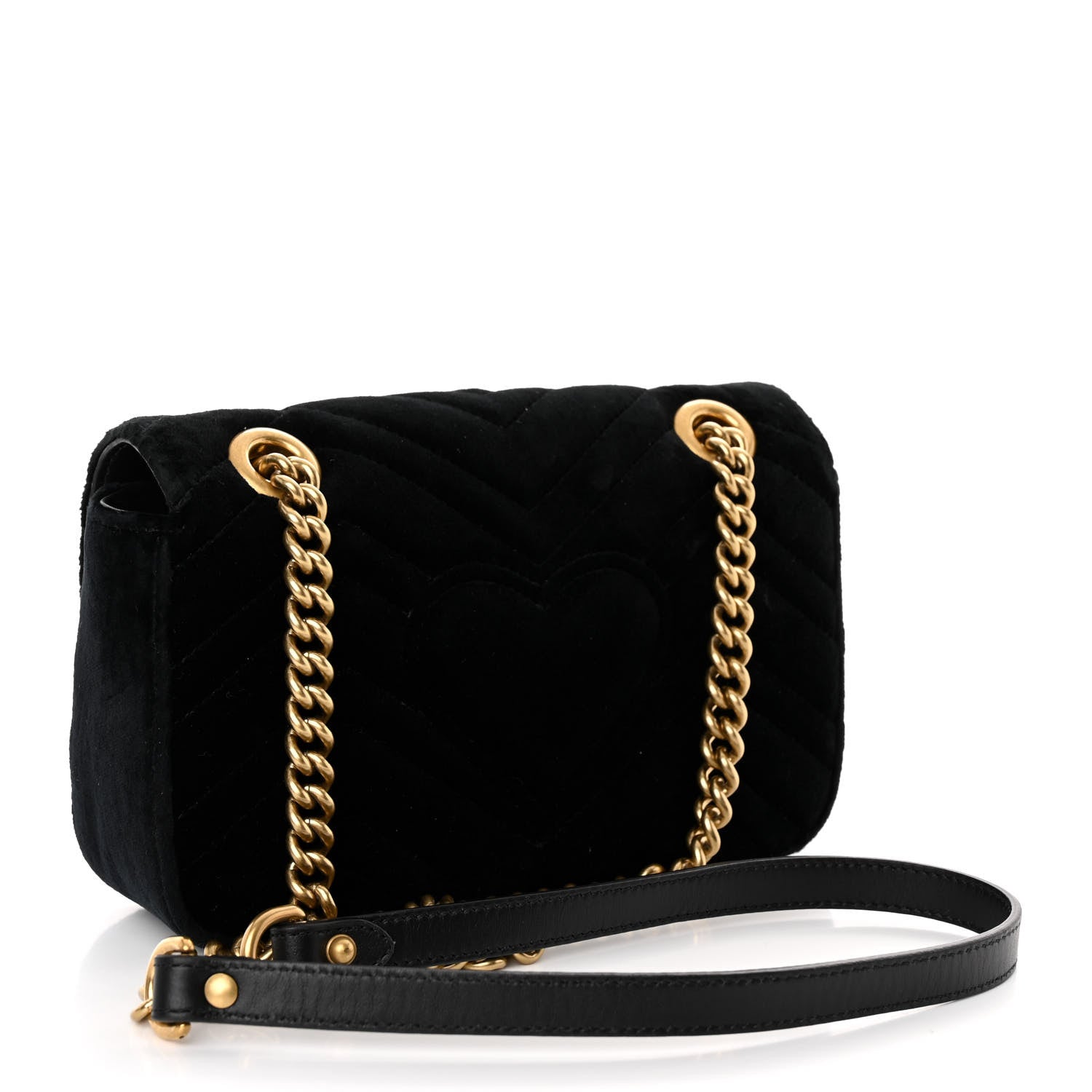 Gucci Velvet Matelasse Embroidered Mini GG Marmont Shoulder Bag Black 3 of 9