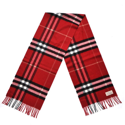 Burberry Cashmere Giant Heritage Check Fringe Scarf Red 3 of 6