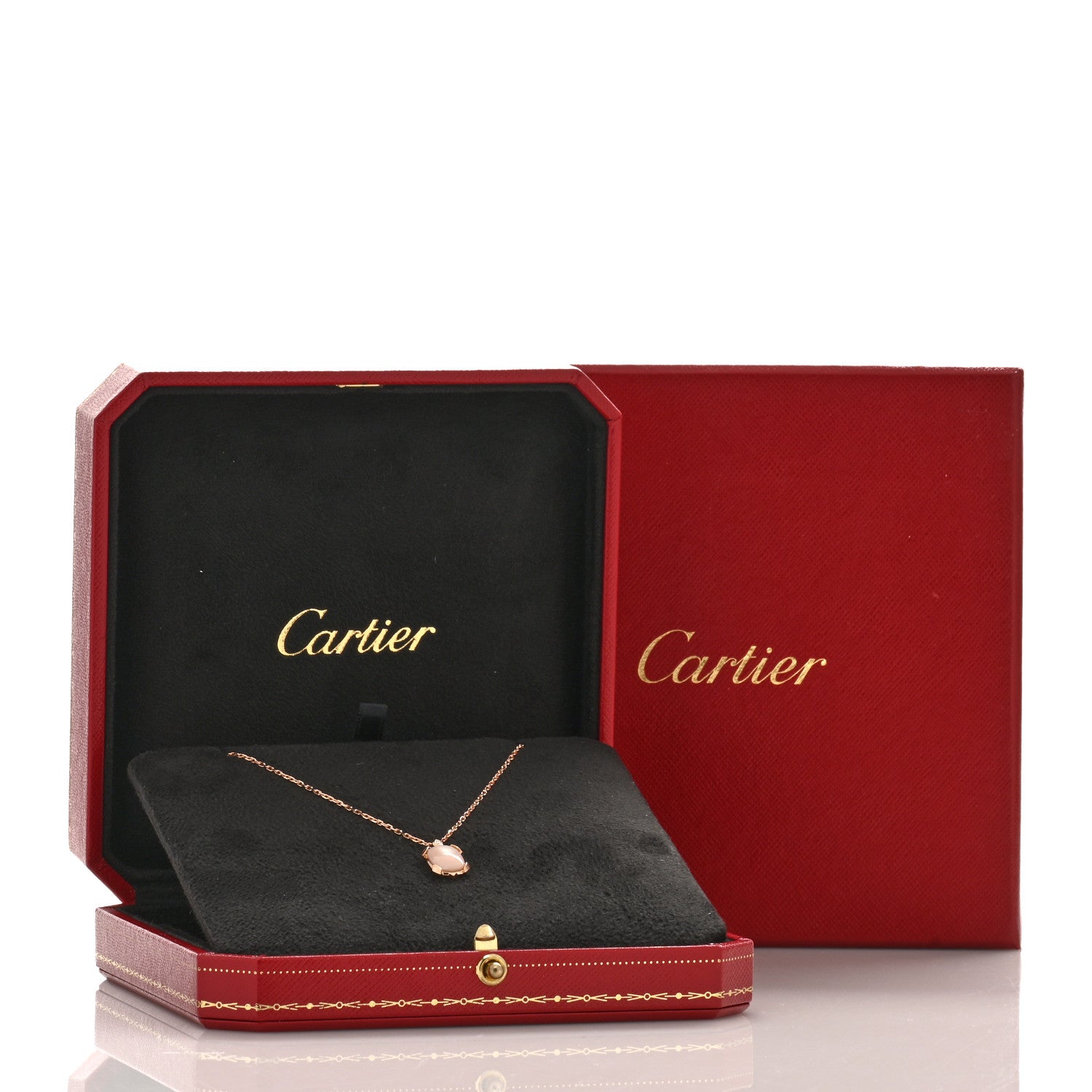 Cartier 18K Pink Gold Diamond Pink Mother Of Pearl Tortue Pendant Necklace 4 of 4