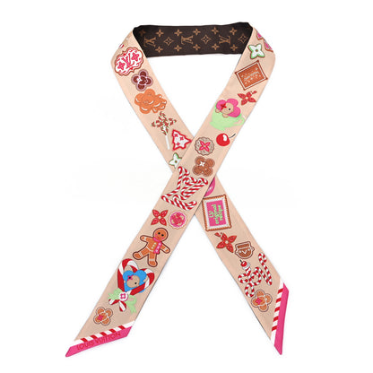 Louis Vuitton Silk Monogram 2024 Christmas Animation Vivienne BB Bandeau Brown 1 of 3