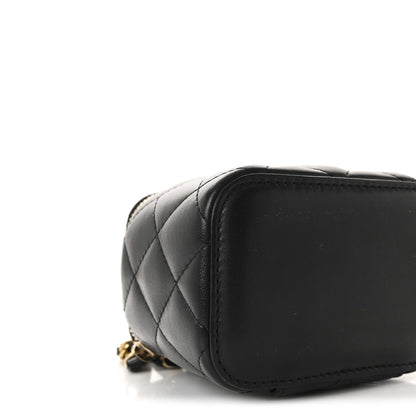 Chanel Lambskin Quilted Mini Pearl Crush Vanity Case With Chain Black 9 of 10
