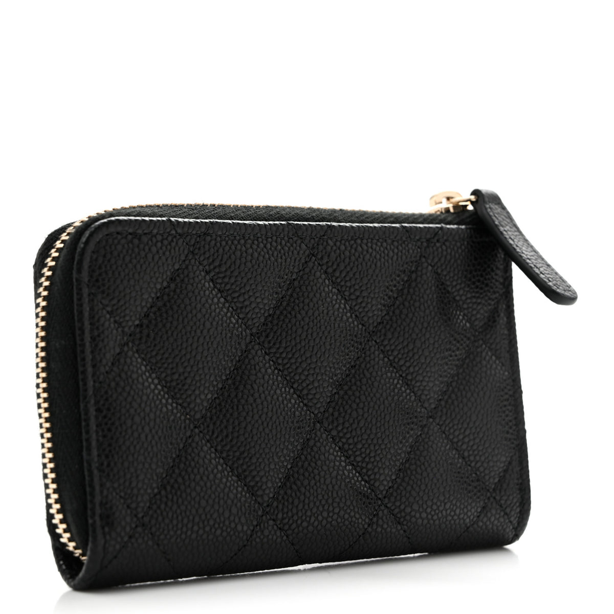 Caviar Quilted Zipped Key Holder Case Black