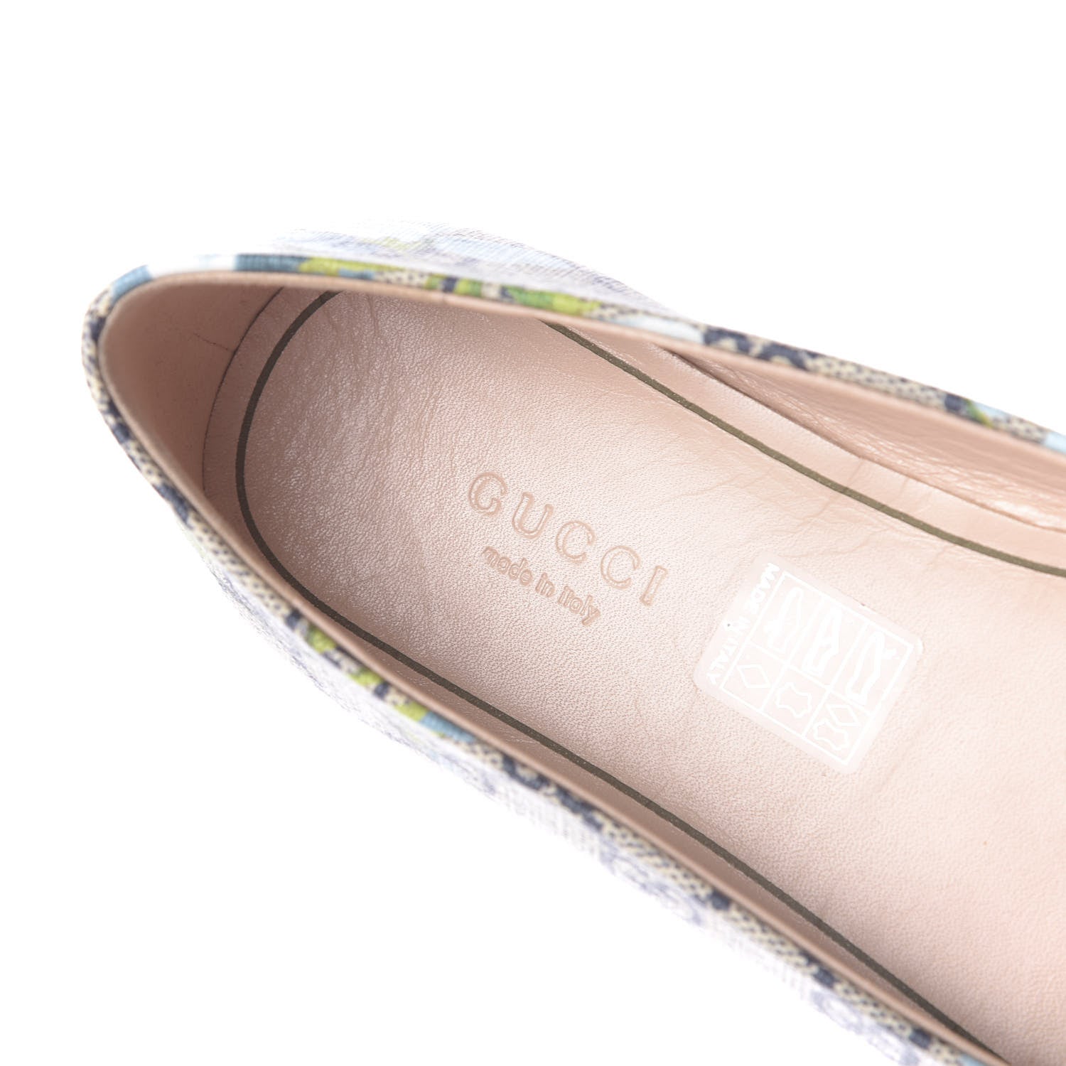 Gucci GG Supreme Monogram Blooms Ballet Flats 36.5 Beige Blue Navy Hibiscus Red 8 of 11