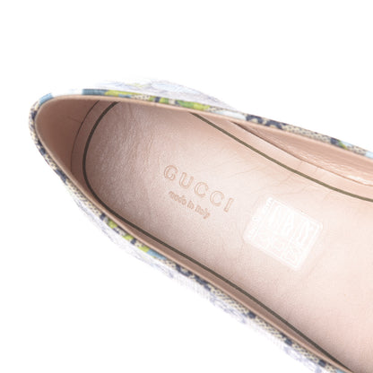Gucci GG Supreme Monogram Blooms Ballet Flats 36.5 Beige Blue Navy Hibiscus Red 8 of 11