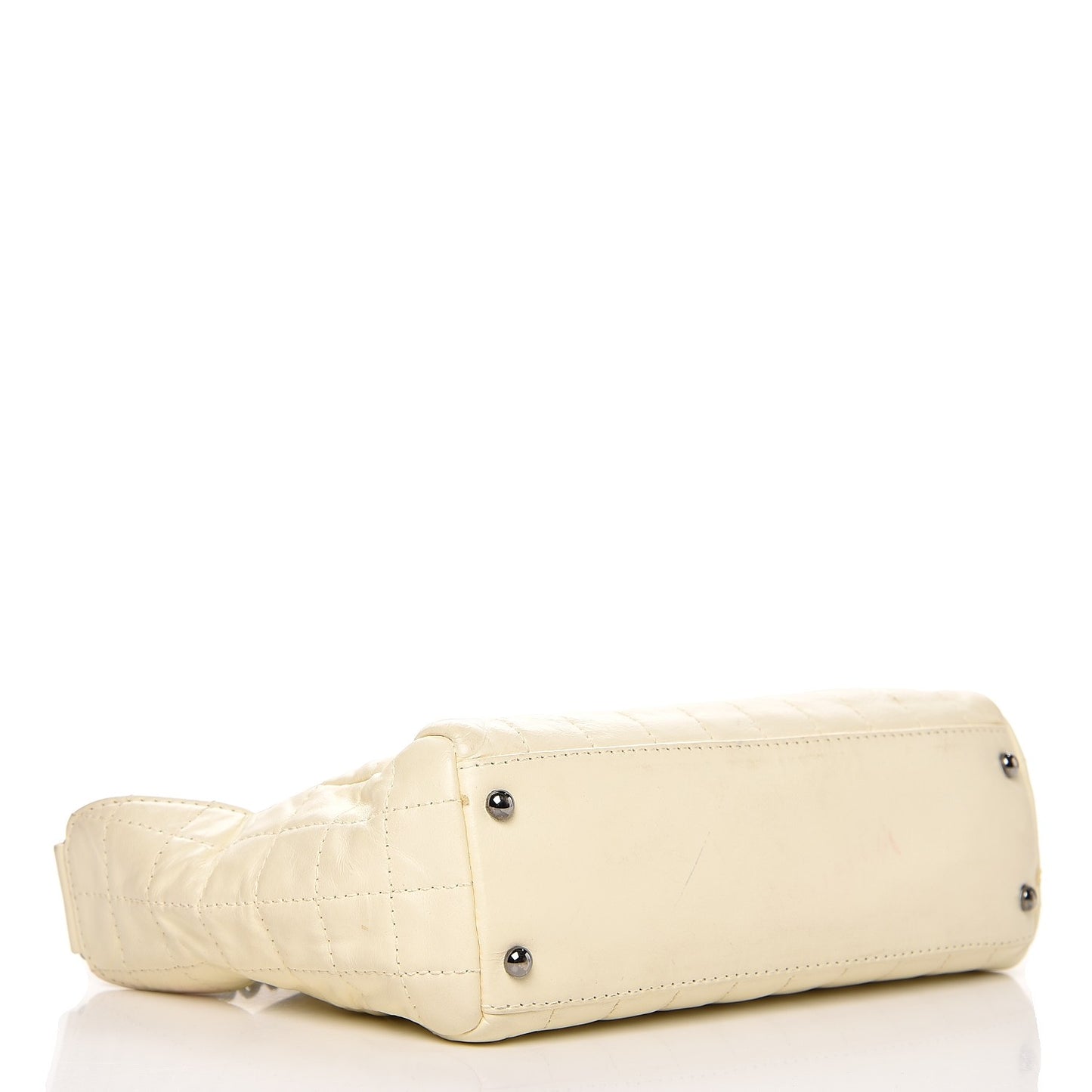 Lambskin Square Quilted Double Chain Bag White