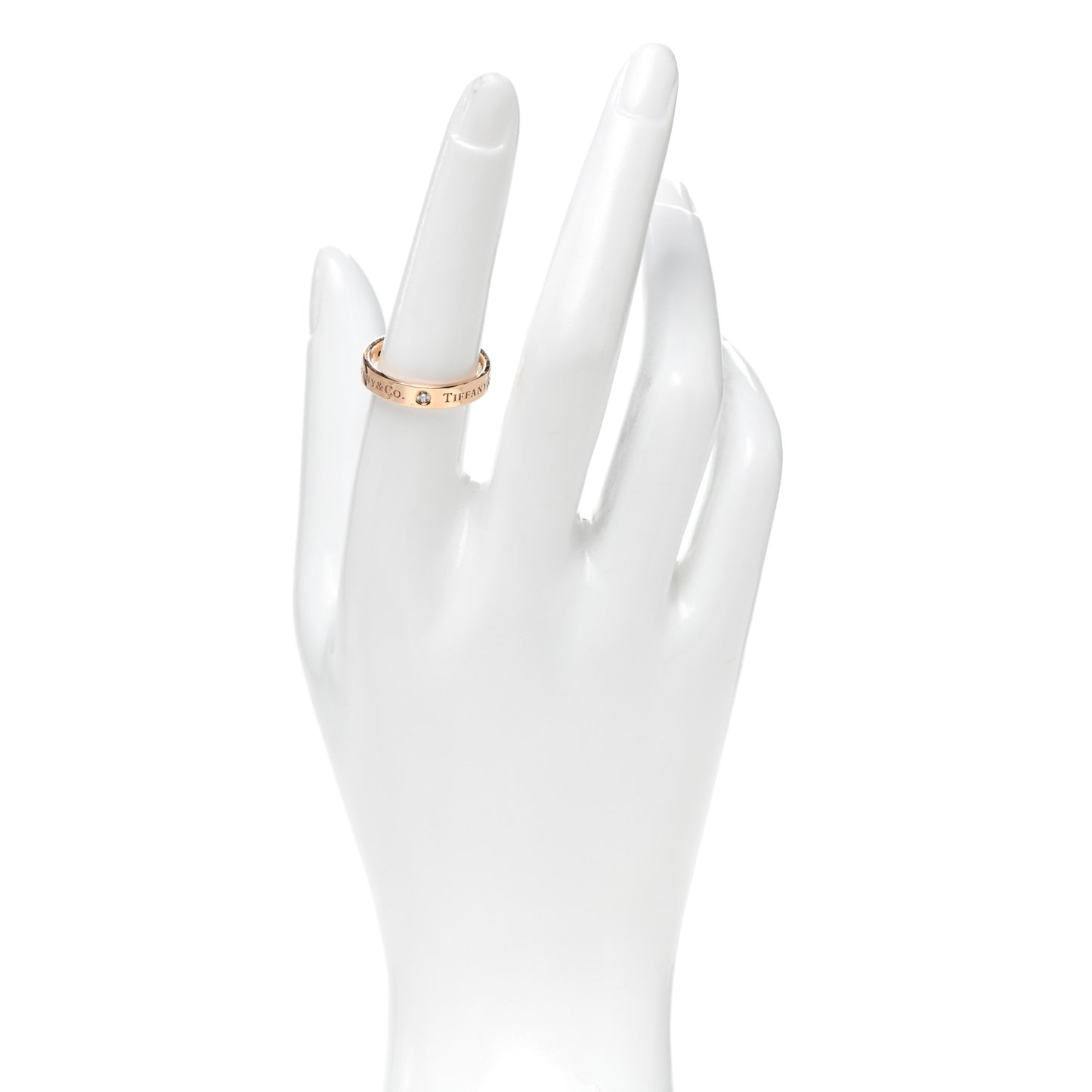 18K Rose Gold Diamond 4mm Logo Band Ring 55 7.25