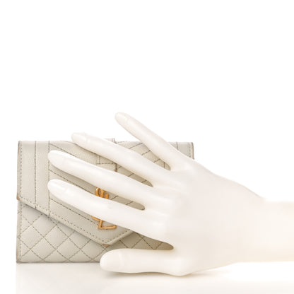 Saint Laurent Grain De Poudre Textured Mixed Matelasse Triquilt Small Monogram Envelope Wallet Blanc Vintage 2 of 13