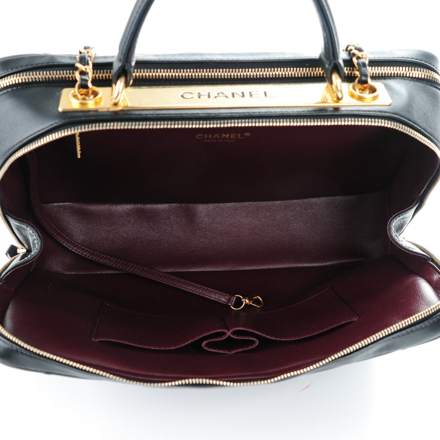 Lambskin Quilted Trendy CC Bowling Bag Black