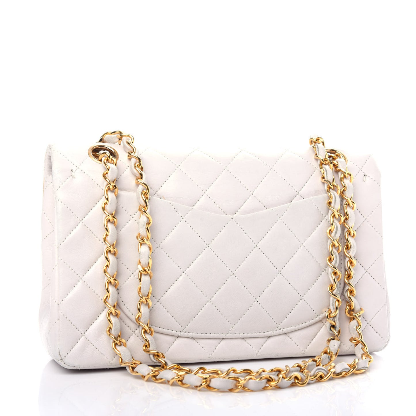 Lambskin Quilted Small Double Flap White