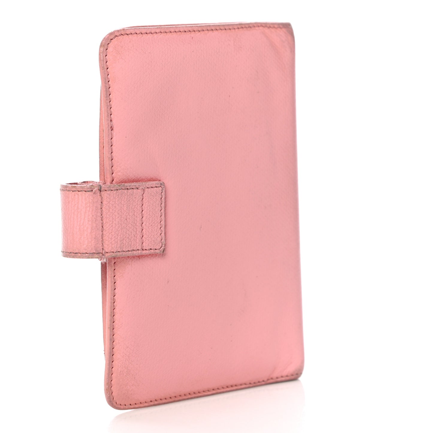 Grained Calfskin CC Button Pocket Agenda Cover Pink
