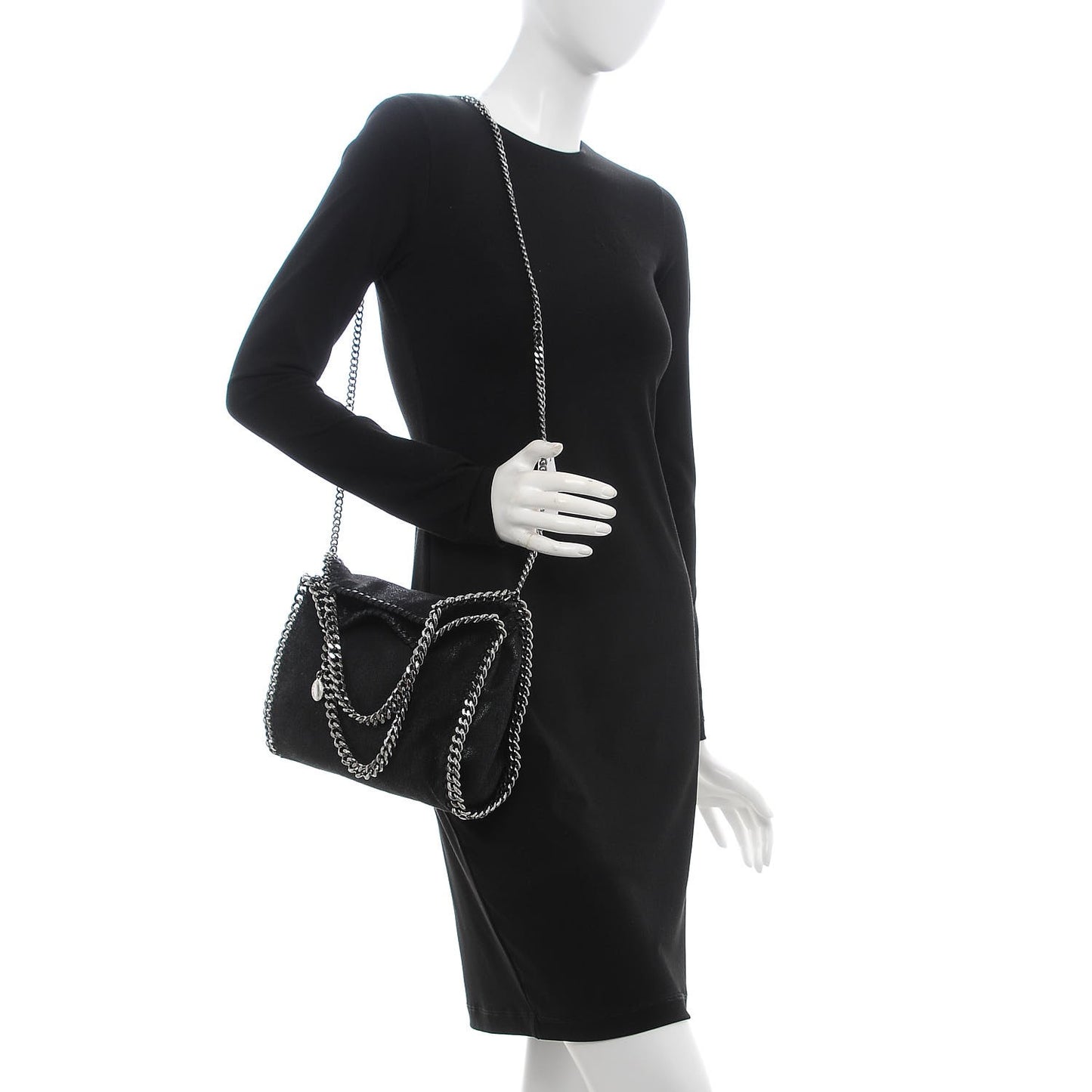 Shaggy Deer Mini Falabella Fold Over Tote Black
