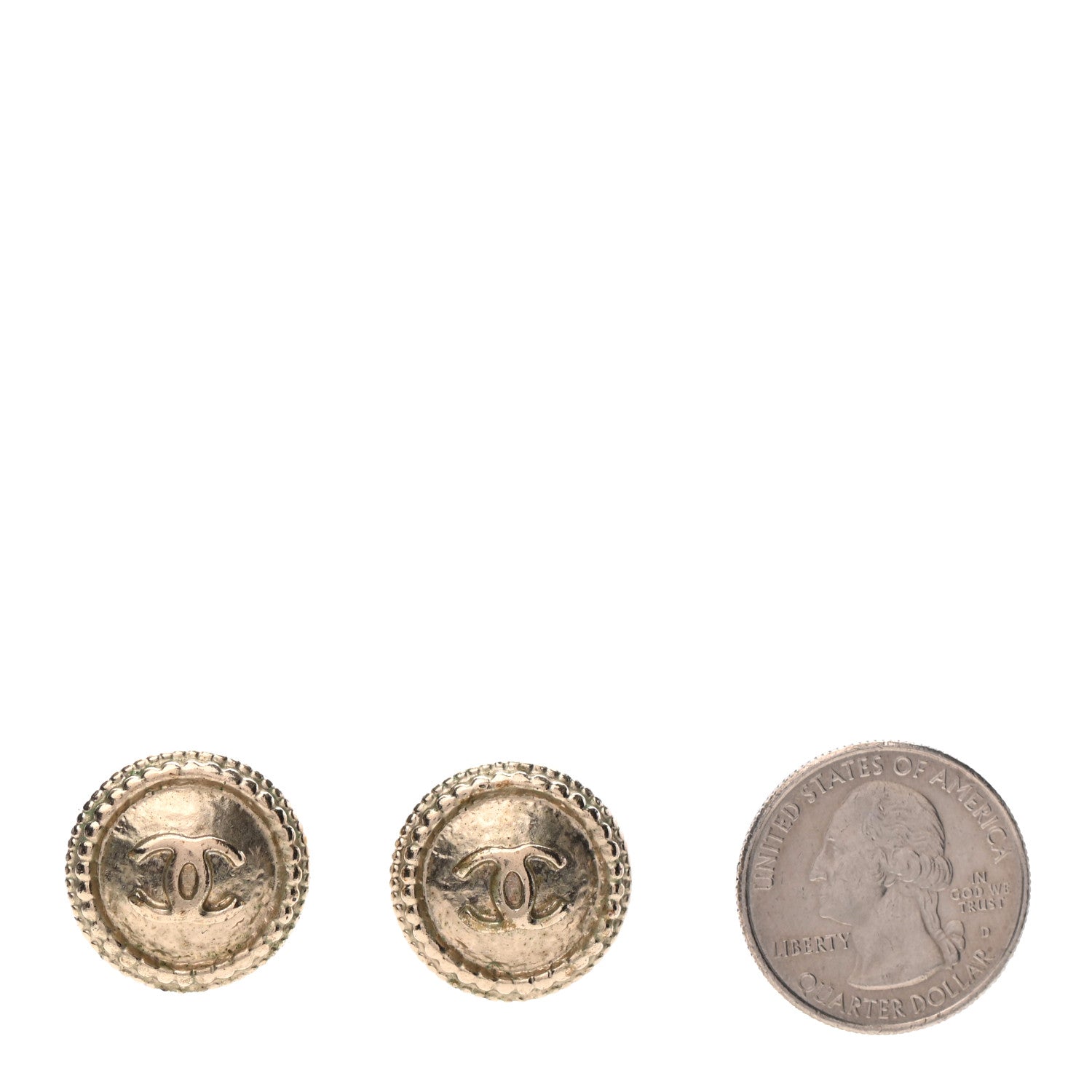Chanel CC Button Earrings Gold 2 of 4