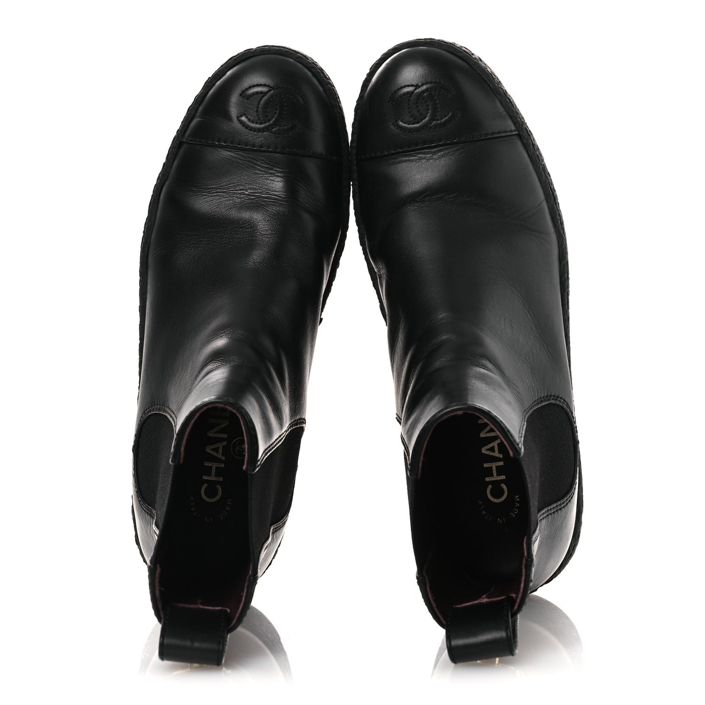 Calfskin Cap Toe CC Ankle Boots 38 Black
