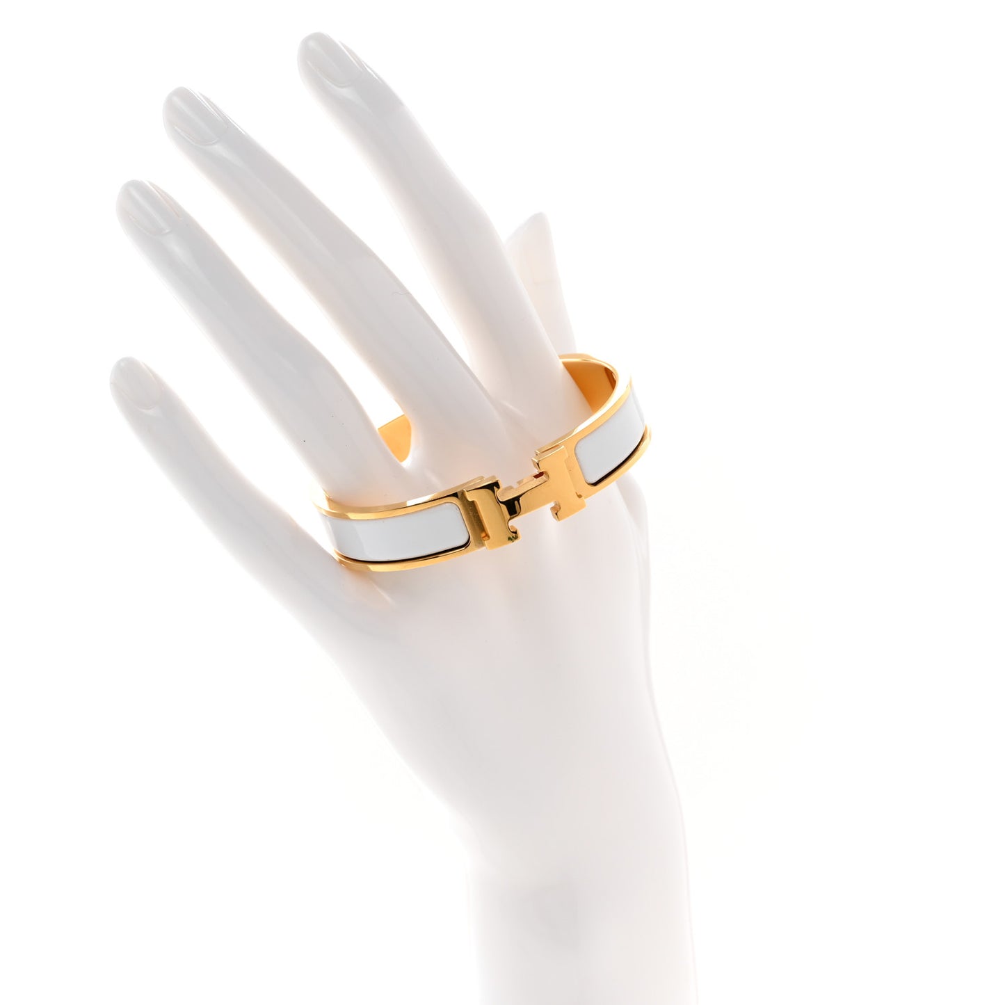 Enamel Narrow Clic Clac H Bracelet PM White