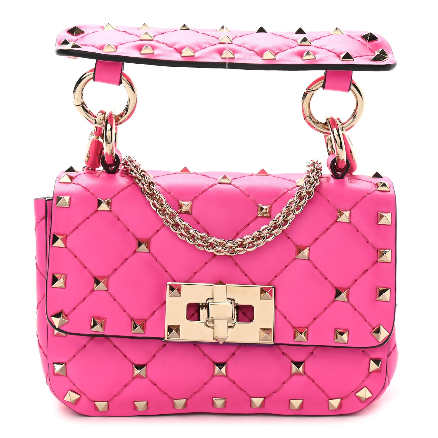 Calfskin Micro Rockstud Spike Shoulder Bag Azalea