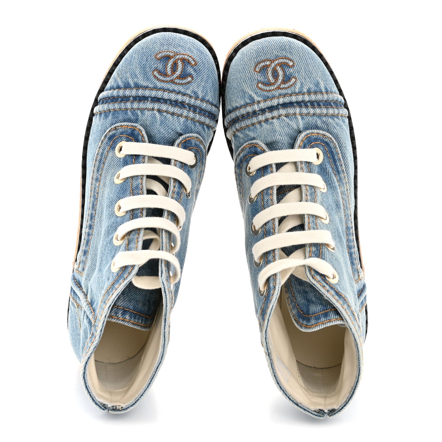 Denim Lace Up Boots 36 Light Blue