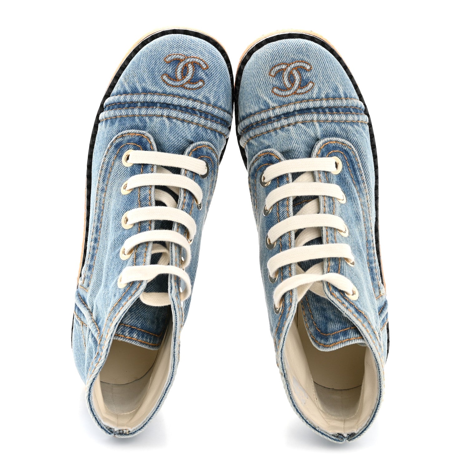 Chanel Denim Lace Up Boots 36 Light Blue 2 of 10