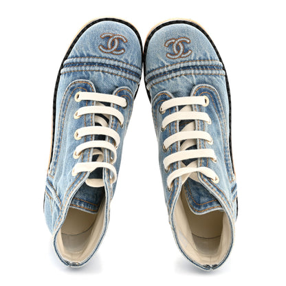 Chanel Denim Lace Up Boots 36 Light Blue 2 of 10