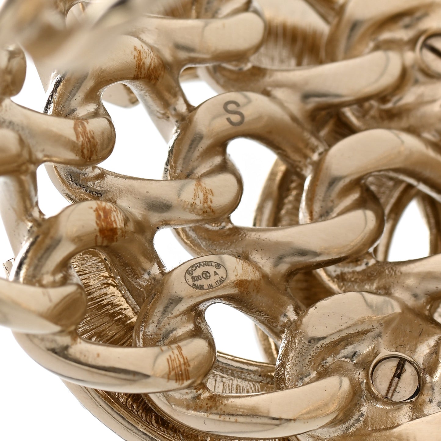 Crystal Pearl Chain CC Cuff Gold