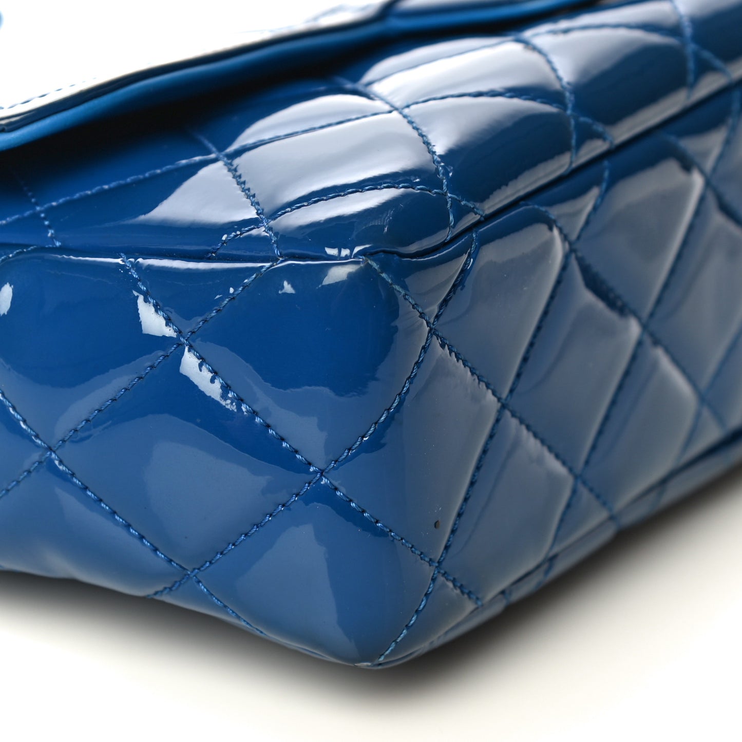 Patent Quilted Large Coco Shine Flap Blue