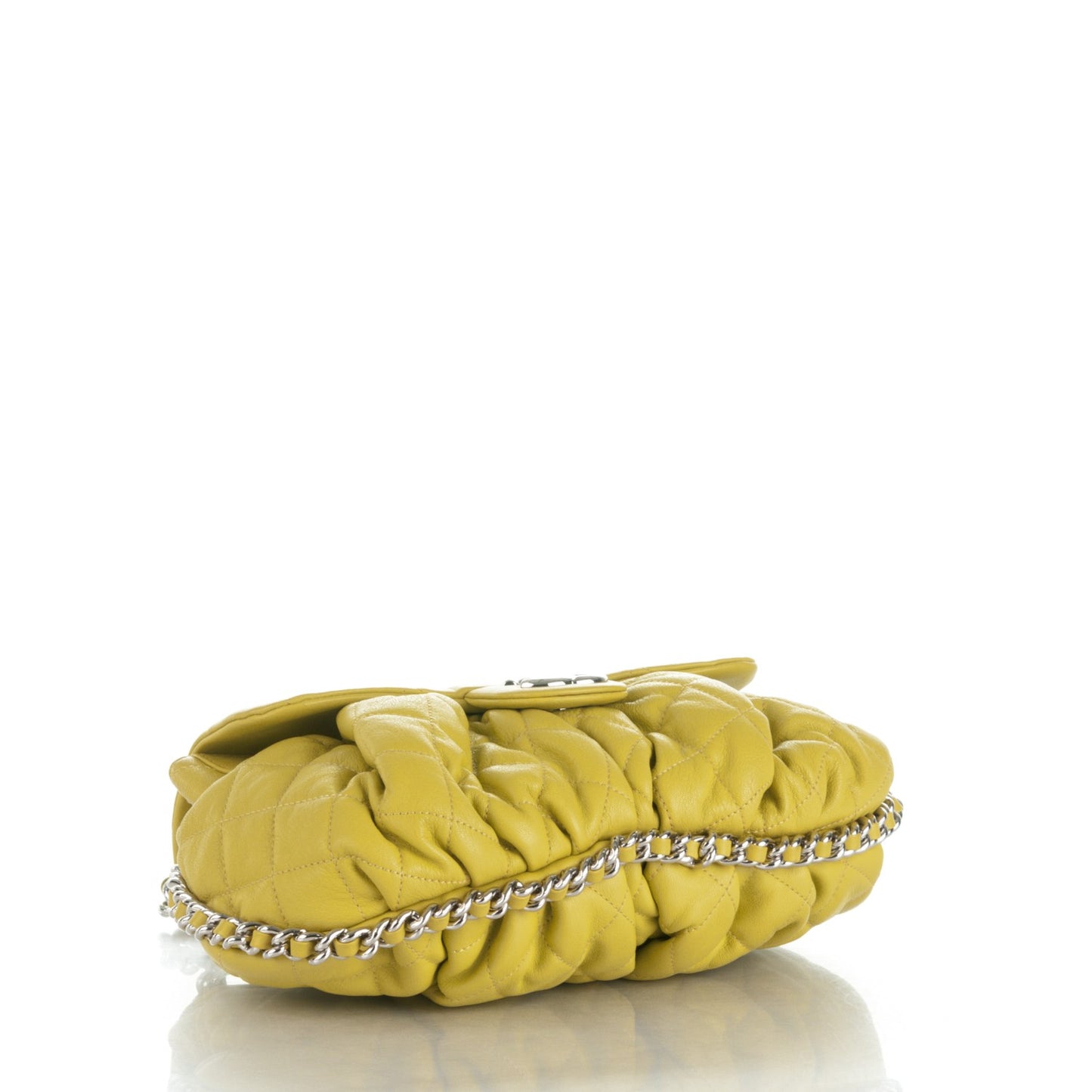 Washed Lambskin Quilted Medium Chain Around Messenger Yellow