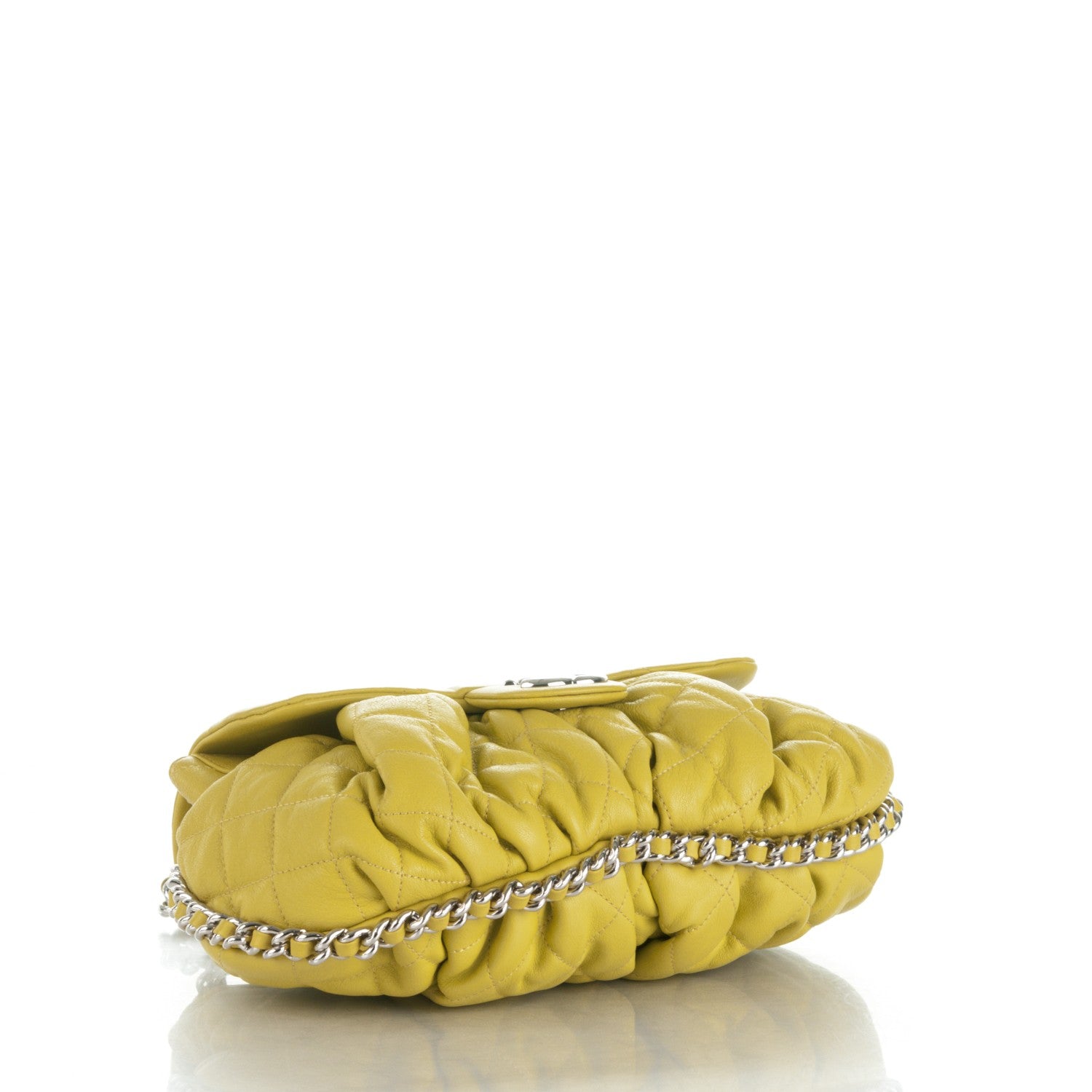 Chanel Washed Lambskin Quilted Medium Chain Around Messenger Yellow 4 of 7