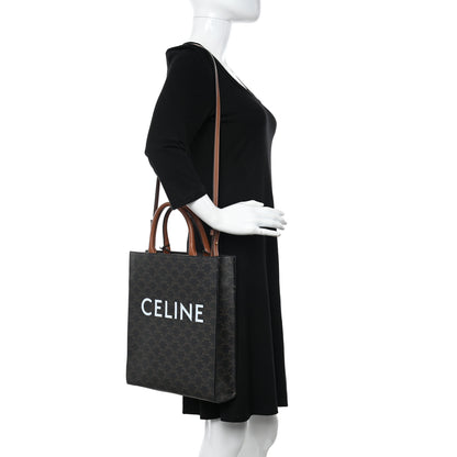 Celine Triomphe Canvas Calfskin Small Vertical Cabas Tan 2 of 9